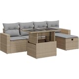  6-dijelni set vrtnih sofa s jastucima bež od poliratana Slike