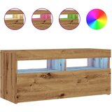 Maison Chic TV omarica - TV stojalo - Televizijska omarica z LED artisan hrast 90x35x40 cm inženirski les, (21699941) | Shoptok.si