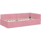 vidaXL Kotna postelja Drugo Roza 80 x 200 cm Samet in sodobno leseno | Shoptok.si
