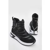 Marjin Women's Thick Sole Zippered Sports Boots Felesia Black.
