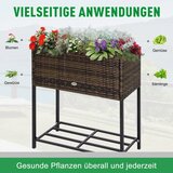  Povišena vrtna gredica cvjetna kutija duboka polica metalni okvir/poli ratan 70 x 30 x 70 cm smeđa/crna | shoptok.hr