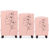 WINGS komplet 3 kofera ABS+, mekano roza s cvjetnim uzorkom | shoptok.hr