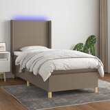  box spring s madracem LED smeđesivi 80 x 200 cm tkanina | shoptok.hr
