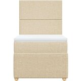 vidaXL Box spring postelja z vzmetnico krem 90x200 cm blago | Shoptok.si