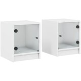  The Living Store Nočna omarica s steklenimi vrati 2 kosa bela 35x37x42 cm - Nočna Omarica, (21453630) | Shoptok.si