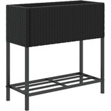  Vrtne sadilice s policom 2 kom crne 70 x 28 x 70 cm poliratan | shoptok.hr