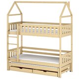 Molarem Home Drveni dječji krevet na kat Iga s tri kreveta i ladicom - svijetlo drvo - 200x90 cm - Madrac PE pjena 8 cm-spužvasti madrac | shoptok.hr