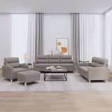  4-dijelni set sofa s jastucima smeđesivi od tkanine Cijene