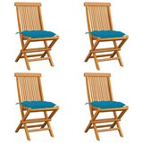 Maison Chic Vrtni stoli - Stol za vrt s svetlo modrimi blazinami 4 kosi trdna tikovina JS2029, (21876805) | Shoptok.si