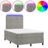 The Living Store Box spring postelja z vzmetnico LED svetlo siva 120x200cm žamet - Box Spring Postelja, (21488969) | Shoptok.si