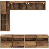 TV ormar s LED svjetlima 7 pcs Staro drvo Konstruirano drvo | shoptok.hr