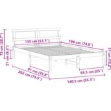 vidaXL Konstrukcija postelje z LED lučmi z vzglavjem Rjava 135 x 190 cm Borovo les | Shoptok.si