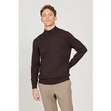 ALTINYILDIZ CLASSICS Men's Brown Standard Fit Normal Cut Half Turtleneck Knitwear Sweater.