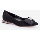 Laura Messi Elegant Suede Ballet Flats For Women With Bow 2893 Black | Eponuda.ba