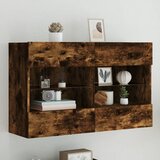  The Living Store Stenska TV omarica z LED lučkami dimljeni hrast 98,5x30x60,5 cm - TV Stenska Omarica, (21555928) | Shoptok.si