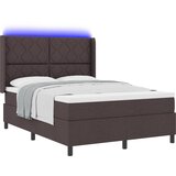 vidaXL Postelja s vzmetnico in LED osvetlitvijo Temno Rjava 140x190 cm Tkanina, (22049286) | Shoptok.si