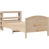 vidaXL Posteljni okvir z vzglavjem bel 75x190 cm trdna borovina, (21303936) Cene
