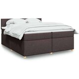 vidaXL Box spring postelja z vzmetnico temno rjav 200x200 cm blago, (21306833) | Shoptok.si