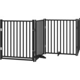  Vrata za pse s vratašcima 10 panela sklopiva 800 cm drvo topole Crna 80 x 90 x 2 cm | shoptok.hr