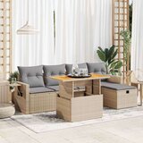 vidaXL 6-dijelni set vrtnih sofa s jastucima bež od poliratana bagrem | shoptok.hr