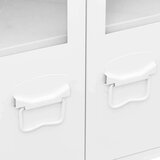  Komoda bela 105x35x62 cm kovina in steklo | Shoptok.si