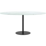 Stolna ploča bijela Ø 90 x 1 cm staklena s mramornim uzorkom | shoptok.hr