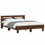  Okvir kreveta s uzglavljem LED smeđa boja hrasta 150 x 200 cm | shoptok.hr