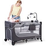 Kinderkraft Putni krevetić LEODY, siva s dodacima | shoptok.hr