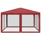 Šator za zabave s 8 mrežasta bočna zida crveni 4 x 4 m HDPE | shoptok.hr