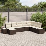vidaXL 8-delni vrtni kavčni set z blazinami Rjav poli ratan, (22093644) | Shoptok.si