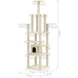 vidaXL Mačje drevo s praskalniki iz sisala krem 183 cm | Shoptok.si