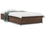 Furnova Posteljni okvir rjav hrast 90x200 cm inženirski les in kovina, (21935276) | Shoptok.si