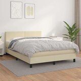  Boxspring - Krevet s oprugama i madracem krem 140 x 190 cm od umjetne kože - Krema 140 x 190 cm Gladak dizajn | shoptok.hr