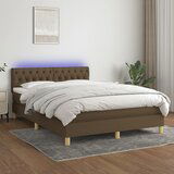 Maison Chic Box spring postelja - Vzmetna postelja z vzmetnico LED temno rjava 140x200cm blago SL21788, (21892225) | Shoptok.si