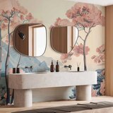  Foto tapeta - Landscape with the Ocean Cliffs and Trees in Delicate Pink Shades 350x256 Vodootporna | shoptok.hr
