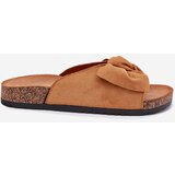 Boto Women's Cork Sole Slippers With Bow Camel Seressa | shoptok.hr