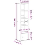 vidaXL Regal za knjige boja betona 31x24x127 cm konstruirano drvo | shoptok.hr