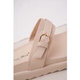 Boto Women's Platform Sandals With Golden Buckles Beige Wernone | Shoptok.si