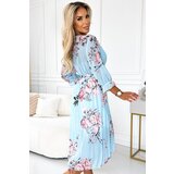 numoco basic Pleated midi dress with a neckline and belt Numoco | ePonuda.com