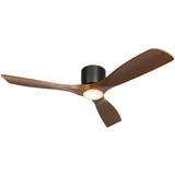Stropni ventilator črne barve z lesom, vključno z LED z daljinskim upravljalnikom - Jerri