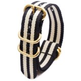 INF Najlonski pašček za uro z zlato ovalno zaponko Black+White 18 mm, (21605756) | Shoptok.si
