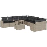 Maison Chic Seti vrtnega pohištva - Vrtna garnitura - Vrtni pohištvo set 11-delna z blazinami sv. siv poli ratan, (21814958) | Shoptok.si