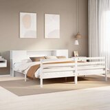 vidaXL Krevet s regalom z knjige bez madraca bijeli 200x200cm borovina | shoptok.hr