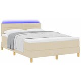  LED Box Spring Krevet s LED trakama Krema 140 x 190 cm tkanina | Eponuda.com