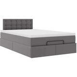 vidaXL Otomanski posteljni okvir z vzmetnico siv 120x200 cm um. usnje | Shoptok.si