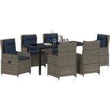  Vrtni set za objed s jastukom 7 pcs Siva Poli ratan | shoptok.hr