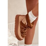 Boto Low Women’s Snow Boots Lined With Fur And Thick Laces Camel Xarina | ePonuda.com