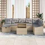  9-dijelni vrtni sofa set s jastučićima Bež Poli Ratan | shoptok.hr