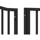 vidaXL Ograda za pse z vrati zložljiva 8 panelov črna 640 cm les | Shoptok.si