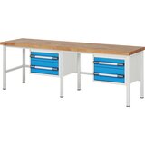eurokraft pro delovna miza z ogrodjem serije 8, 4 predali: 2 x 150, 2 x 210 mm, šxg 2500 x 700 mm Cene